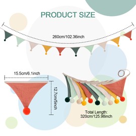 Romon Bunting Children's Room, Bunting Fabric Garland Children's Room Cotton Garlands, 2.6 m Muslin Fabric Garland for Children's Room, Girls Children's Room Decoration for House Bed, Baby Bed