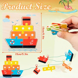 Wooden Puzzles for 2 Year Olds, Wooden Jigsaws, Wooden Puzzle, Montessori Toys Puzzle, 6 PCS Transport Color and Shapes Learning Wooden Toddler Puzzle, Educational Puzzle Games