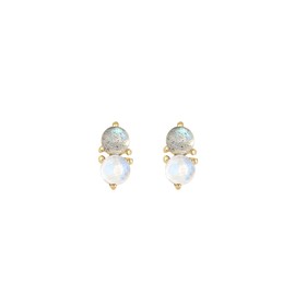 Elli Premium Women's Earrings Elegance with Moonstone and Labradorite Gemstone Made of 375 Yellow Gold, Yellow Gold, Iolite