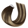 Moresoo Tape Extensions Real Hair Balayage Brown with Caramel Blonde