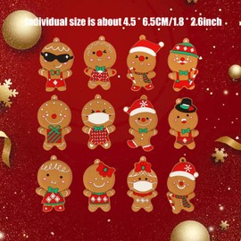 Elionless 12 x Traditional Gingerbread Man Christmas Tree Ornaments Pendant Polyvinyl Chloride (D)