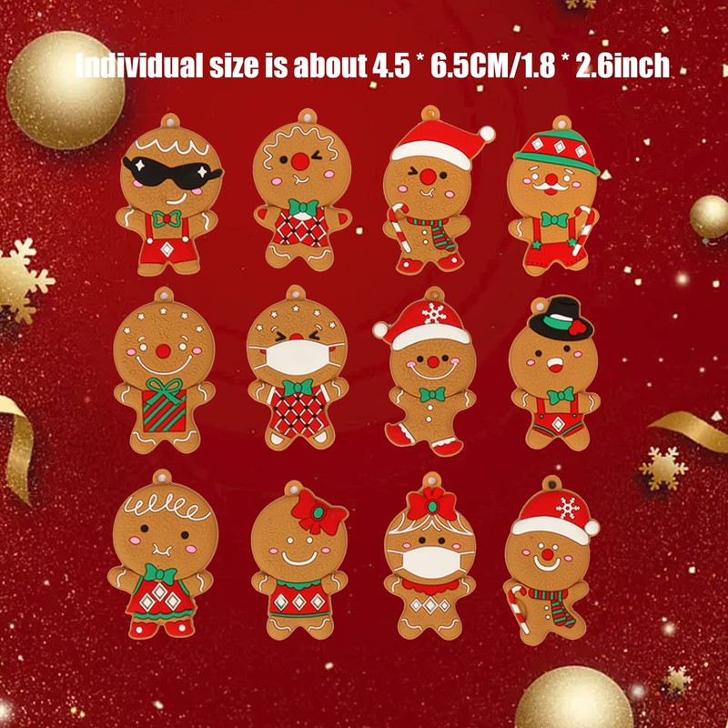 Elionless 12 x Traditional Gingerbread Man Christmas Tree Ornaments Pendant