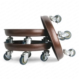 Kaoolaa Plant Caddy with Wheels 12 Inch 2 Pack, Heavy Duty Metal Plant Stand & Dolly with Lockable Casters, Holds 160 lbs for Indoor Outdoor Large Flower Pots, Bronze