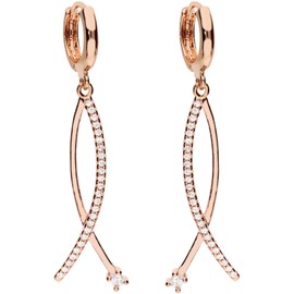 MYA art MYASIOHR-89 Women's Hoop Earrings Hanging 925 Silver Rose Gold Plated Earrings Infinity Pendant with Zirconia Rhinestone Stone, Sterling Silver, Cubic Zirconia