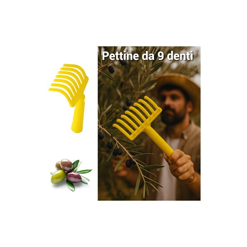 Crisalide - 5 Pieces Olive Rake Comb 9 Teeth Plastic