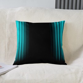 jejeloiu Set of 2 Geometric Abstract Ombre Throw Pillow Covers, Teal Blue Black Striped Cushion Case for Home Living Room Decor, Reversible Modern Decorative Throw Cushion Case, 18x18 Inches