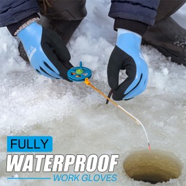 HANDLANDY Waterproof Work Gloves for Cold Weather 2 Pairs, Insulated Winter Work Gloves with Grip for Men Women, Freezer Gloves for Work Below Zero (XL, Blue-black)