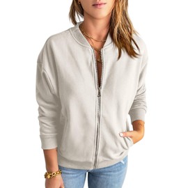 GeGekoko Womens Zip Up Sweatshirts Jackets Long Sleeve Casual Loose Outwear with Pockets