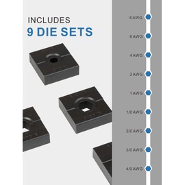 Portable Hydraulic Crimping Tool Range 8 AWG to 4/0 AWG for Cable lugs Quick Hydraulic Pliers with 9 Pairs Crimping Dies