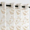 Woaboy Curtains Taupe Leaves Pattern Voile Curtains with Eyelets Living