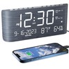 Wooden Alarm Clock,Digital Clock with Large LED Display,Temperature/Humidity/Date/Week, Dual Alarms
