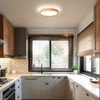 Pevfah Modern Dimmable Wood Flush Mount Ceiling Light, 2700K-6000K 5CCT