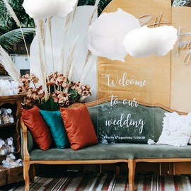 Garneck 4Pcs Artificial Cloud Props Hanging Ornament 15x15cm White Simulated Cloud Shape Hanging Decorations DIY Decorative Ornament for Art Birthday Wedding Baby Show Party