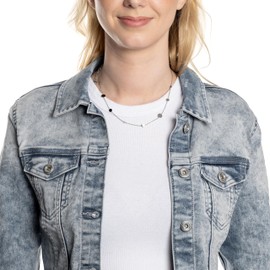 JEWELS BY LEONARDO Ciao Milla necklace short chain made of silver-coloured stainless steel, plates in different sizes, 42-47 cm length, jewellery gift, 024454, Stainless Steel, No Gemstone