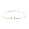 Blue Lace Agate Beaded Chain Anklet in 14k Gold Fill