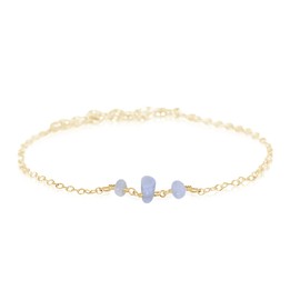 Blue Lace Agate Beaded Chain Anklet in 14k Gold Fill