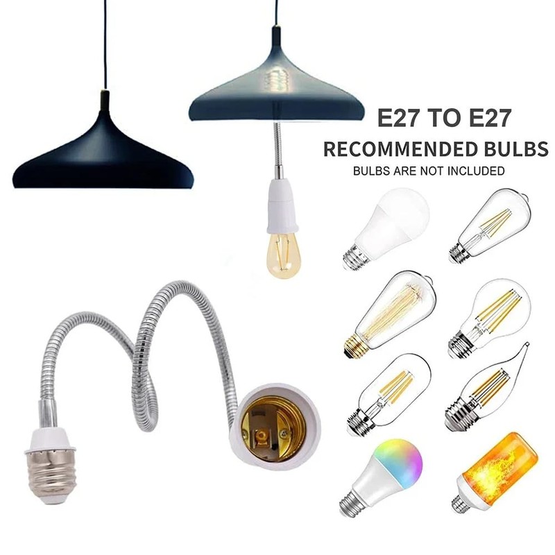 Light Bulb Extender Socket (2-Pack), 30 CM 12 Inch Socket