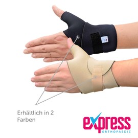 Express Orthopaedic® - Medically Approved Neoprene Wrist & Thumb Support Wrap - Bilateral (Black, LARGE - Wrist Circ:19-21cm)