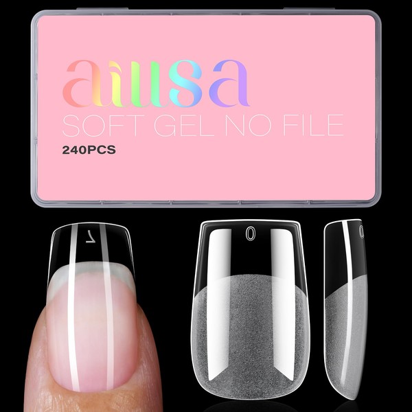 AILLSA AILLSA Medium Square Fake Nail Tips 240Pcs Square Press