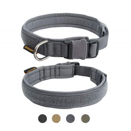 Excellent Elite Spanker Tactical Dog Collar Military Training Nylon Adjustable Dog Collar for Large Medium Small Dog(Grey-S)