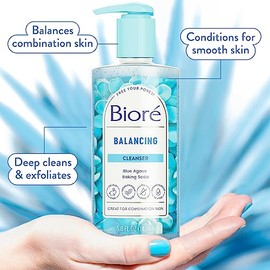 Bioré Jabón facial equilibrante, limpiador para pieles mixtas, limpiador facial equilibrado con PH, vegano, libre de crueldad, 6.77 onzas, paquete de 