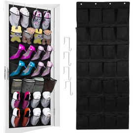Hanging Shoe Organiser,Over The Door Shoe Organizer,Shoe Door Hanger,Shoe Door Storage,28 Lattice Mesh Over the Door Shoe Storage,Over the Door Shoe Storage for Bedroom Bathroom Wardrobe (Black)