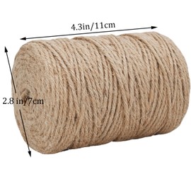 Leecogo 100m 3mm 4Ply Heavy Duty Brown Jute Twine Rope for Gardening, Crafting, Packaging, Wedding Decorations, Picture Hanging, and Mason Jar DIY Projects