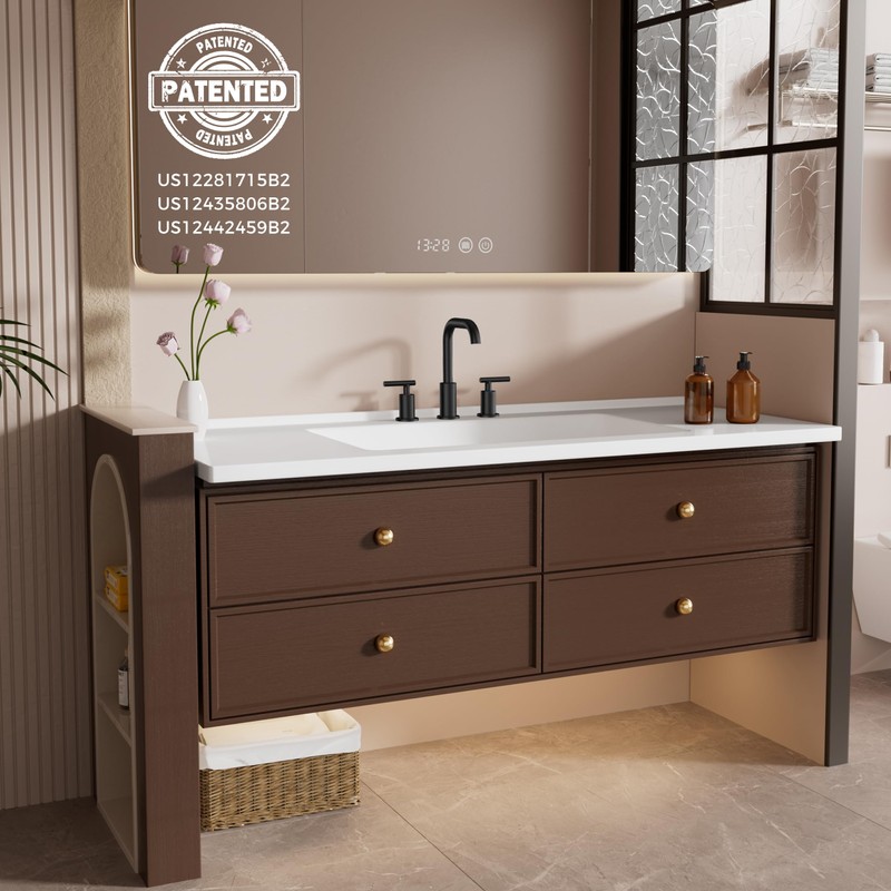 FORIOUS Matte Black Bathroom Faucet 3 Hole Widespread, 8 Inch