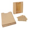 50PCS Bread Bag Kraft Paper Transparent Window Baked Food Packaging