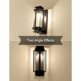 EERU Dusk to Dawn Outdoor Wall Lanterns Large Exterior Porch Lights Wall Mount IP65 Waterproof Outdoor Sconces with Seeded Glass Outside Wall Lamp for House Garage Front Porch Patio