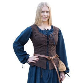 Battle-Merchant Medieval Corset Tilda Costume Vest with Wide Straps Made of Cotton Late Medieval LARP Gown as Costume or Costume Black or Brown Sizes S-XXL, brown