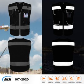 TCCFCCT Mesh Safety Vest 9 Pockets High Visibility Reflective Safety Vest for Men Women, Hi Vis Work Vest with Reflective Strips, Meets ANSI/ISEA Standards, (CA-Black 3X-Large)