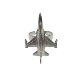 Kiola Designs Silver Toned Falcon Jet Plane Adjustable Size Fashion Ring