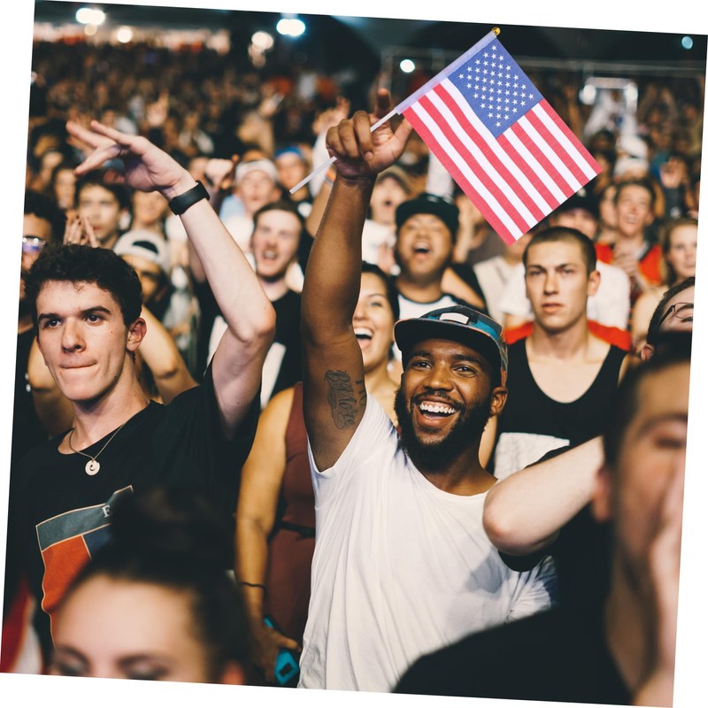 CAXUSD 25pcs Mini Flags Usa American Hand Held Flags Polyester