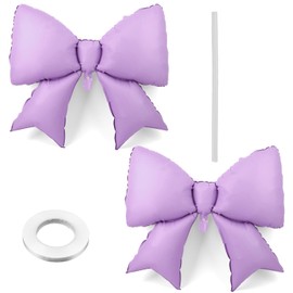 2pcs Large Bow Balloons, Bow Themed Party Decorations Elegant Coquette Balloons for Coquette Birthday Wedding Engagement Party Decoration (purple)