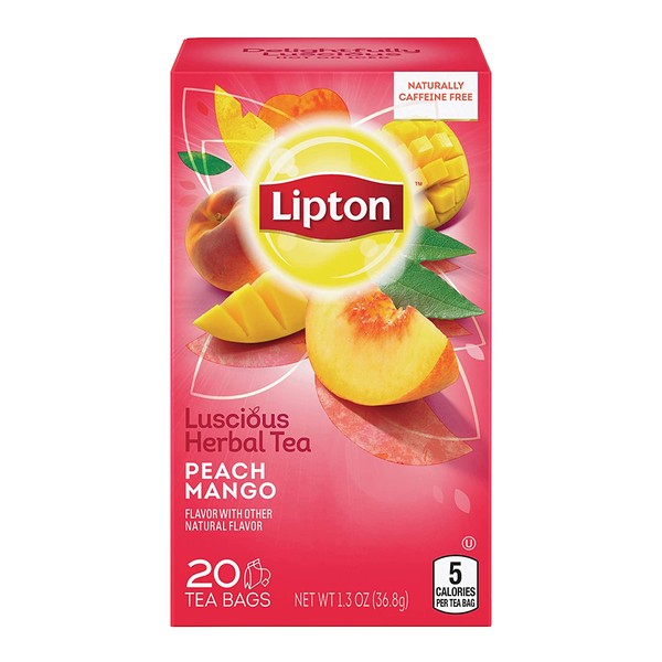 Lipton Herbal Tea Bags Peach Mango 20 ct, Pack 6