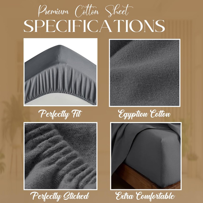 Linens World Egyptian Cotton Fitted Sheets Super King Size Breathable,
