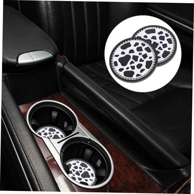 ABOOFAN 2pcs Cow Print Car Cup Coasters Non Slip Mats