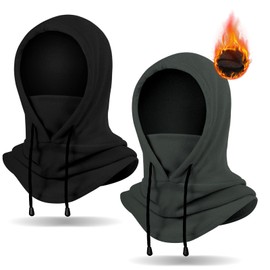 Fivali Winter Balaclava Ski Mask: Fleece Hood Hat Balaclava Face Mask Men Women Warm Face Cover for Cold Weather Gear, 2 Pack Black