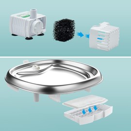 Cat Water Fountain Filter Replacements for 120oz/3.5L Stainless Steel D90 Pet Water Fountain,(8 Filters&4 Sponges)