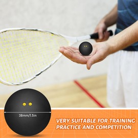 12 Pcs Squash Balls 38 mm Double Yellow Dot Professional Squash Small Sports Ball Rubber Squash Balls for Training Practice Competition