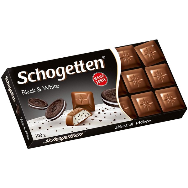 Schogetten Black & White Chocolate Bar Candy Original German Chocolate 100g/3.52oz