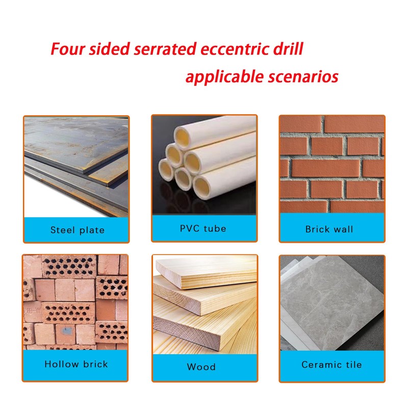 High Strength Eccentric Twist Drill Bit,for Stone,Glass,Concrete,Wood,Brick,Metal,Four Blade Serrated Drill
