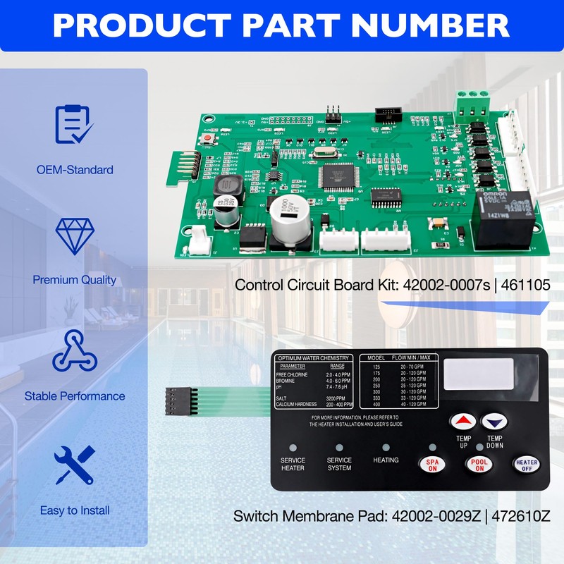 42002-0007S Control Board Kit Compatible with Pentair MasterTemp 400/300/250/200 &