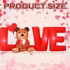 Shappy 9 FT Valentine's Day Inflatable Yard Decorations Love Letters with Bear Led Lighted Inflatables Outdoor Decoration Valentine Blow Up Decor for Wedding Propose Anniversary Party Supplies