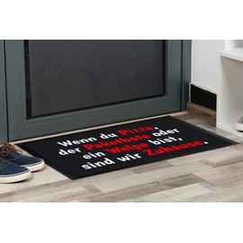 True Statements Funny Doormat Indoor and Outdoor – Wenn du Pizza bist, sind wir Zuhause! – Funny Gift Doormat Christmas Birthday Office Decoration (75 x 50 cm, Black)