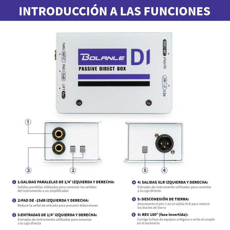 Bolanle Pro DI Passive Direct Box - 1/4" Instrument Premium