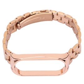 Smartwatch Wrist Band Strap Stainless Steel Anti Lost with Double Latch Folding Buckle for Mi Band 6Rose Gold