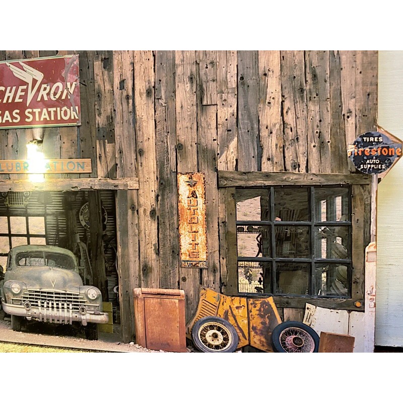 PTF DESIGNS O Scale GAS STATION Building Flat w/LED -