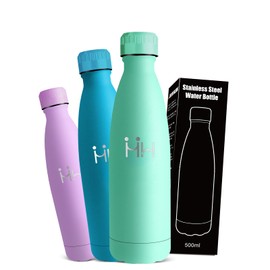 Mujigaga Borraccia Termica, Borraccia 500 ml, Senza BPA, Borracce Acciaio Inox, Senza Perdite, Borracce 0,5 litri, Acciaio Inossidabile 18/8, Thermos per Palestra, Sport, Viaggio, Scuole